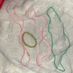 3 bead bracelets and one bracket
